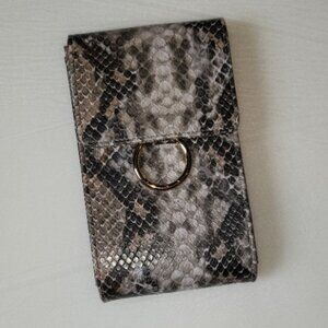 Touch Screen Crossbody Wristlet Bag Python Khaki Gray